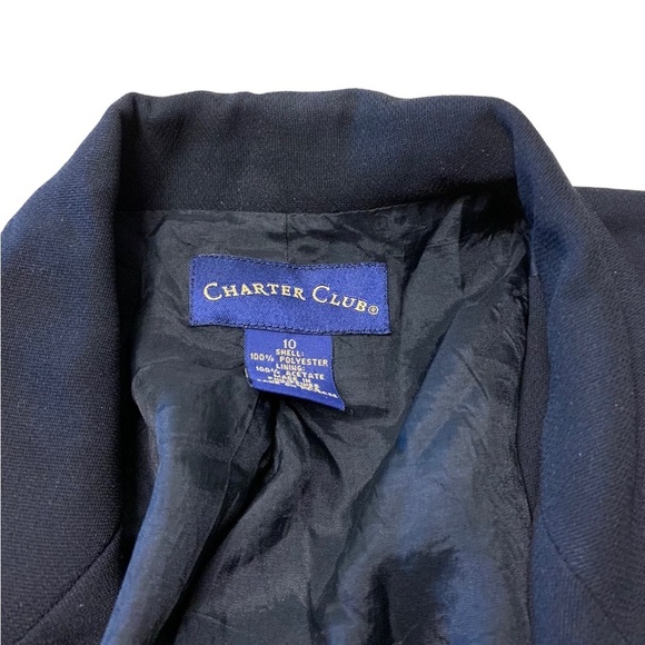 Charter Club | Navy Blue Blazer Shoulder Pad Single Button Career Professional - Picture 8 of 9